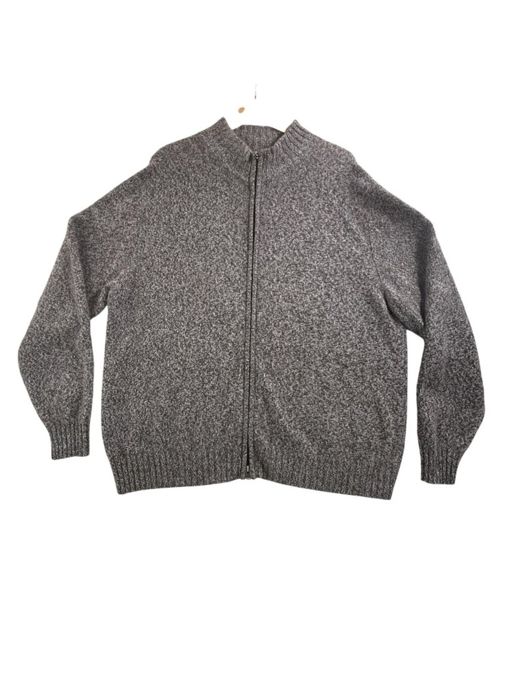 Daniel Cremieux Sweater Mens XL Gray Full Zip Mock Neck Cashmere Knit Cardigan